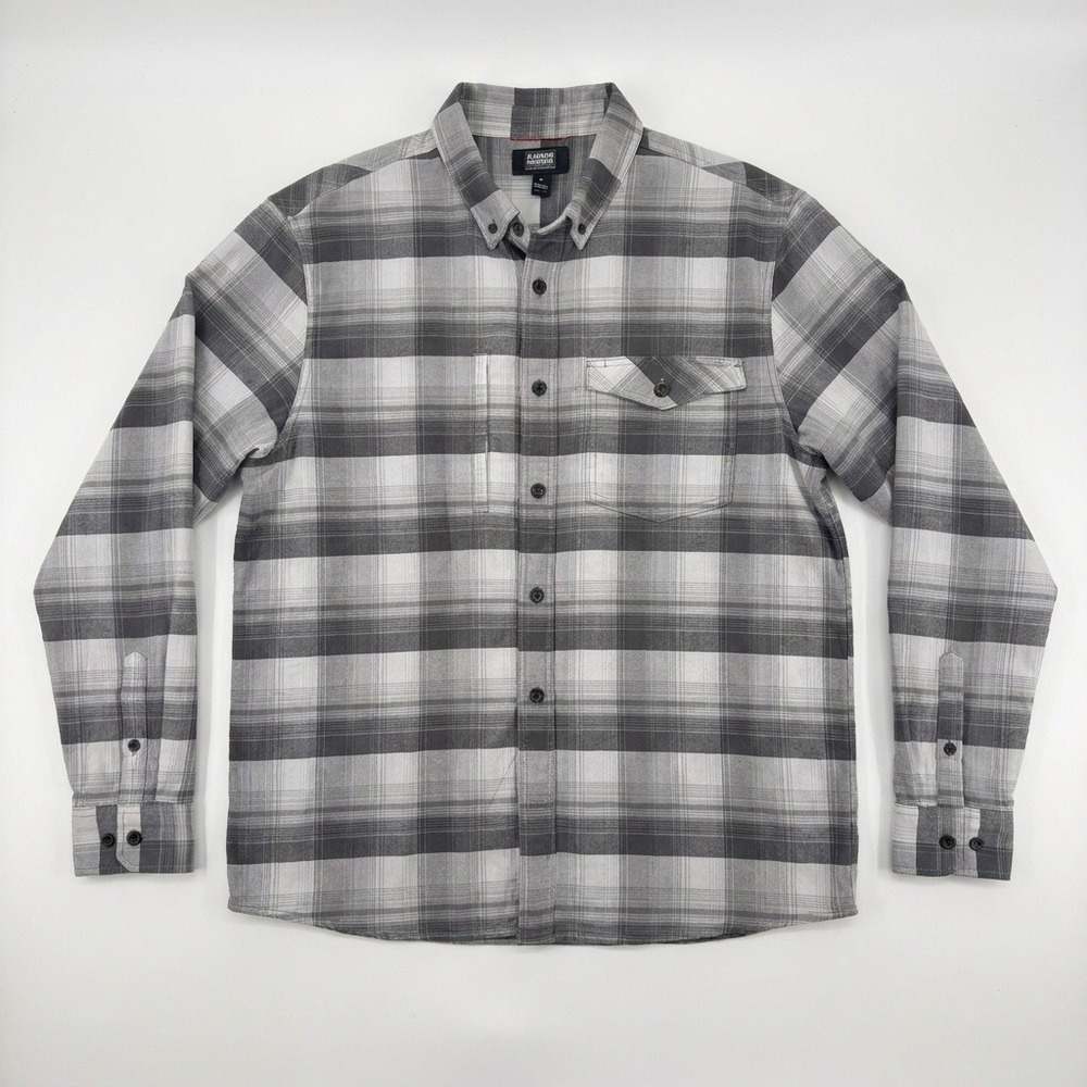 Alaskan Hardgear Duluth Trading Co Grey Plaid Button Down Shirt Mens XL Standard